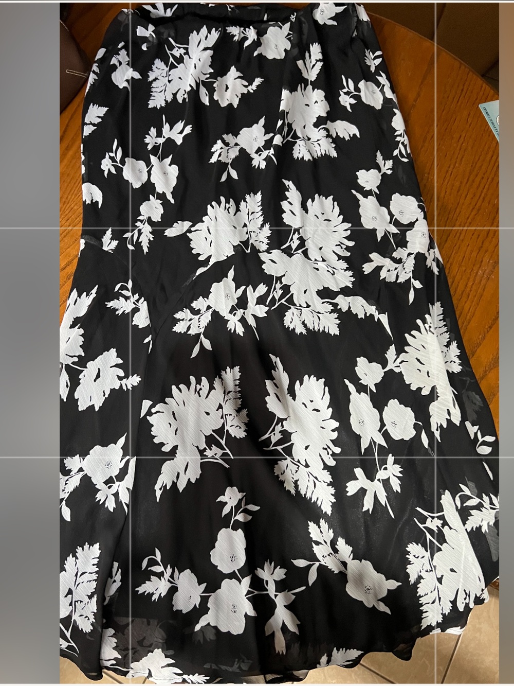 NYC Black and White Floral Midi Skirt